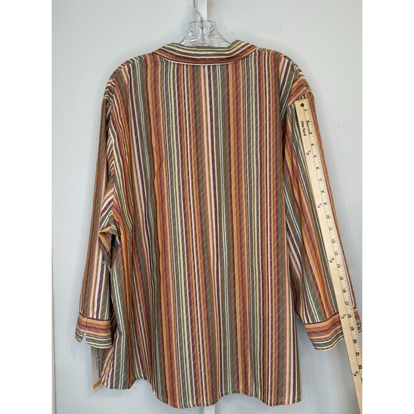 Alfred Dunner Women’s 24W Striped Button Front Shirt Top 3/4 Sleeve Cotton Blend - Picture 5 of 10
